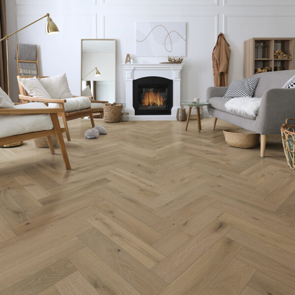 Mullican Hardwood Castillian Premier Herringbone  5" Coastal Fog 25946 - Image 2